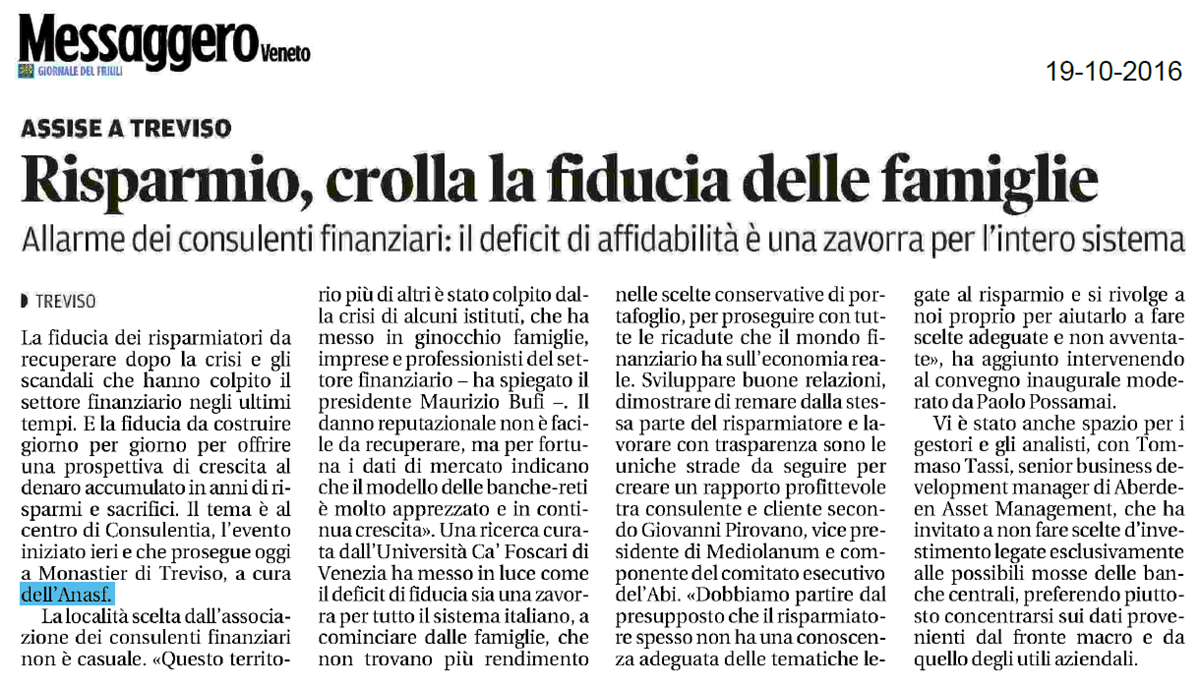 articolo ConsulenTia2016 Treviso su MessaggeroVeneto
